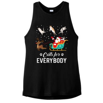 Cats For Everybody Christmas Cat Funny Xmas Santa Ladies PosiCharge Tri-Blend Wicking Tank