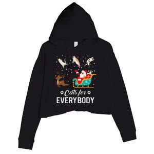 Cats For Everybody Christmas Cat Funny Xmas Santa Crop Fleece Hoodie