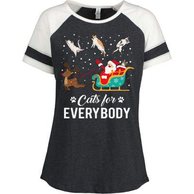 Cats For Everybody Christmas Cat Funny Xmas Santa Enza Ladies Jersey Colorblock Tee