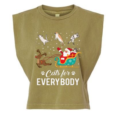 Cats For Everybody Christmas Cat Funny Xmas Santa Garment-Dyed Women's Muscle Tee