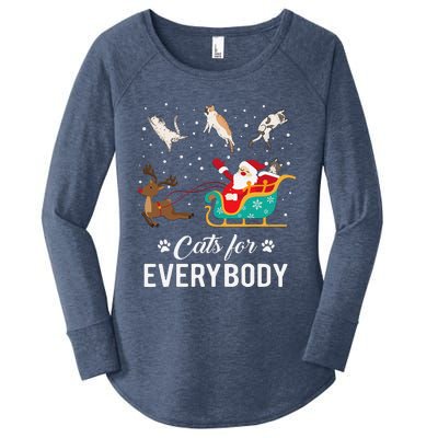 Cats For Everybody Christmas Cat Funny Xmas Santa Women's Perfect Tri Tunic Long Sleeve Shirt