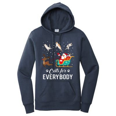 Cats For Everybody Christmas Cat Funny Xmas Santa Women's Pullover Hoodie