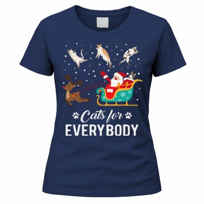 Cats For Everybody Christmas Cat Funny Xmas Santa Women's T-Shirt