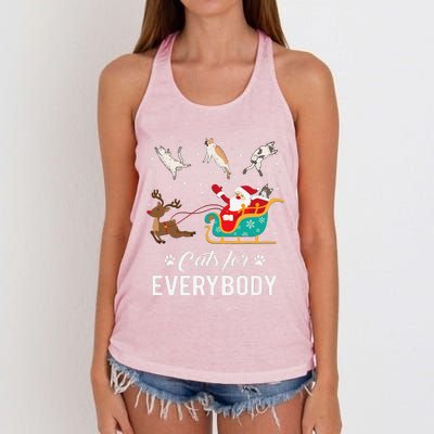 Cats For Everybody Christmas Cat Funny Xmas Santa Women's Knotted Racerback Tank