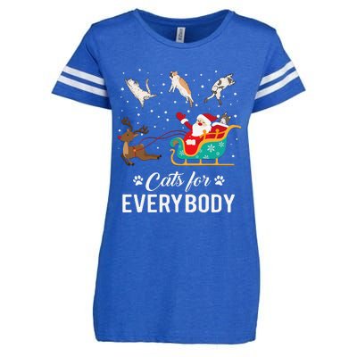 Cats For Everybody Christmas Cat Funny Xmas Santa Enza Ladies Jersey Football T-Shirt