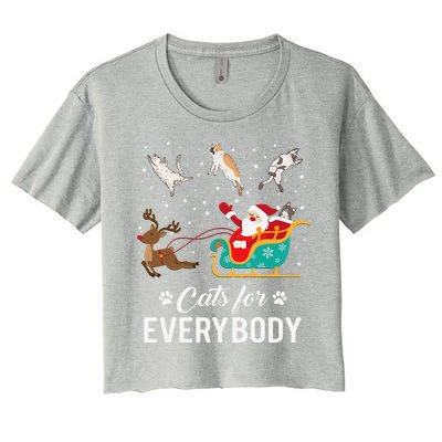 Cats For Everybody Christmas Cat Funny Xmas Santa Women's Crop Top Tee