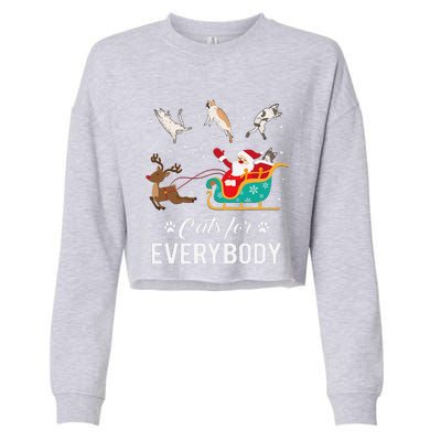 Cats For Everybody Christmas Cat Funny Xmas Santa Cropped Pullover Crew