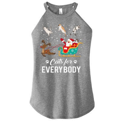 Cats For Everybody Christmas Cat Funny Xmas Santa Women's Perfect Tri Rocker Tank