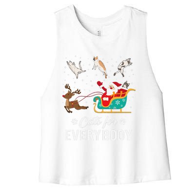 Cats For Everybody Christmas Cat Funny Xmas Santa Women's Racerback Cropped Tank