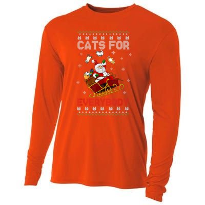 Cats For Everybody Funny Santa Claus Christmas Cat Catmas Meaningful Gift Cooling Performance Long Sleeve Crew