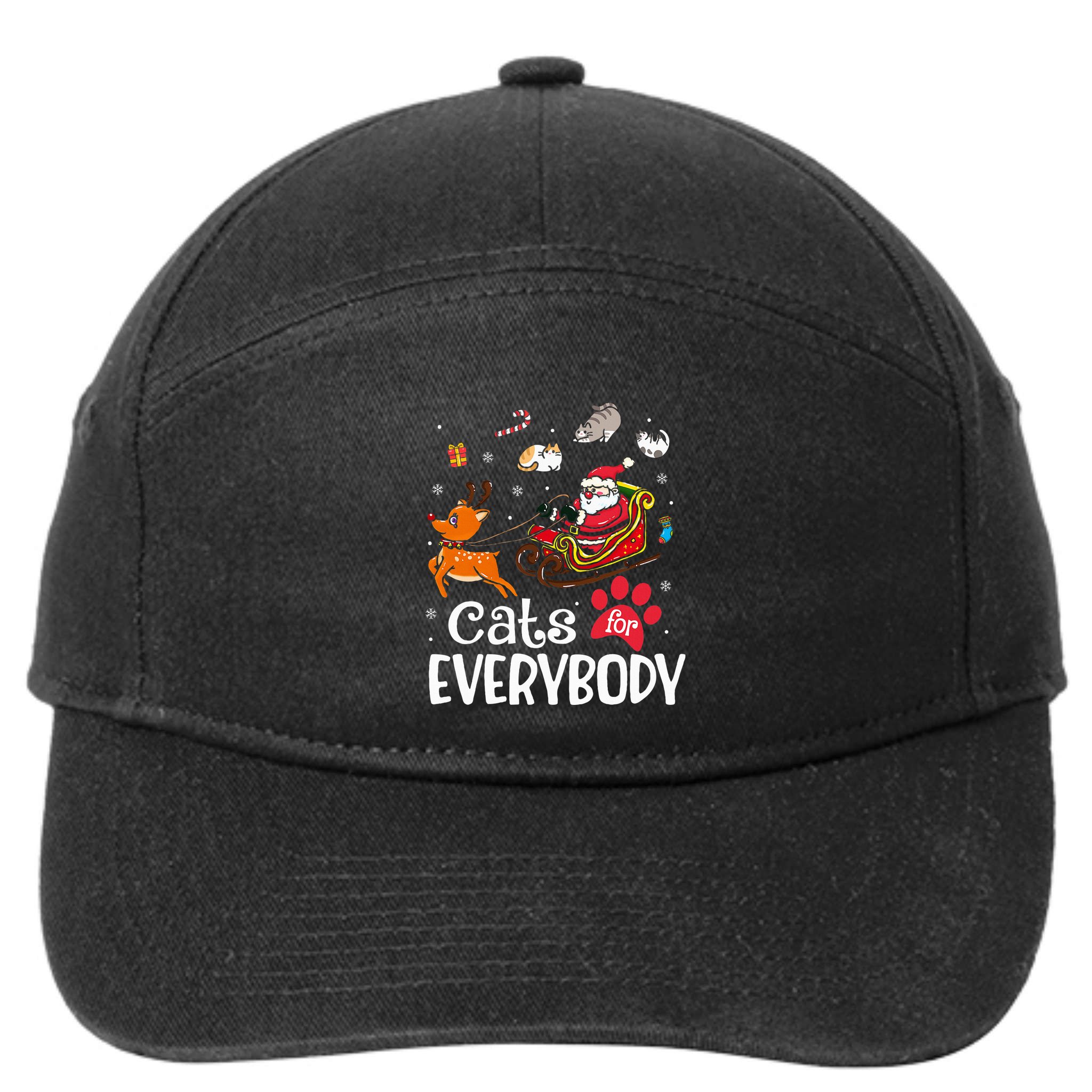 Cats For Everybody Christmas Cat Funny Xmas 7-Panel Snapback Hat