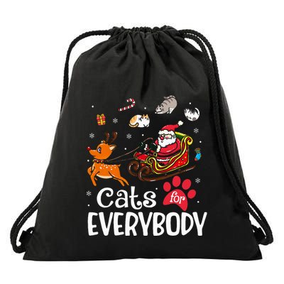 Cats For Everybody Christmas Cat Funny Xmas Drawstring Bag