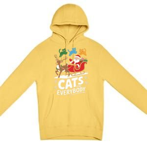 Cats For Everybody Christmas Cats Cat Holiday Xmas Cat Santa Cute Gift Premium Pullover Hoodie