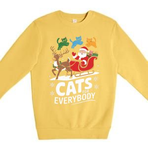 Cats For Everybody Christmas Cats Cat Holiday Xmas Cat Santa Cute Gift Premium Crewneck Sweatshirt