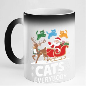 Cats For Everybody Christmas Cats Cat Holiday Xmas Cat Santa Cute Gift 11oz Black Color Changing Mug