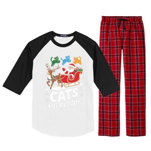 Cats For Everybody Christmas Cats Cat Holiday Xmas Cat Santa Cute Gift Raglan Sleeve Pajama Set