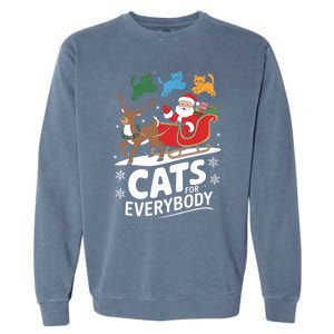 Cats For Everybody Christmas Cats Cat Holiday Xmas Cat Santa Cute Gift Garment-Dyed Sweatshirt