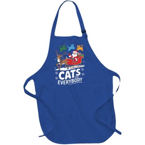 Cats For Everybody Christmas Cats Cat Holiday Xmas Cat Santa Cute Gift Full-Length Apron With Pockets