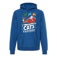 Cats For Everybody Christmas Cats Cat Holiday Xmas Cat Santa Cute Gift Premium Hoodie