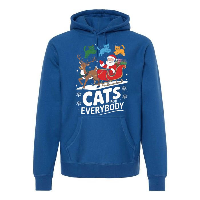 Cats For Everybody Christmas Cats Cat Holiday Xmas Cat Santa Cute Gift Premium Hoodie