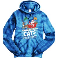 Cats For Everybody Christmas Cats Cat Holiday Xmas Cat Santa Cute Gift Tie Dye Hoodie