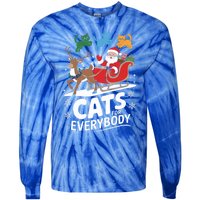 Cats For Everybody Christmas Cats Cat Holiday Xmas Cat Santa Cute Gift Tie-Dye Long Sleeve Shirt