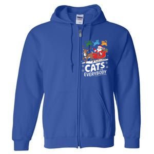 Cats For Everybody Christmas Cats Cat Holiday Xmas Cat Santa Cute Gift Full Zip Hoodie