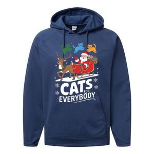 Cats For Everybody Christmas Cats Cat Holiday Xmas Cat Santa Cute Gift Performance Fleece Hoodie