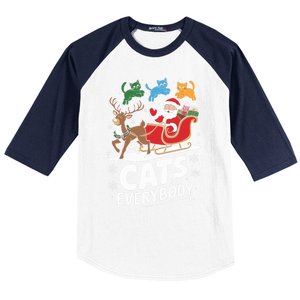 Cats For Everybody Christmas Cats Cat Holiday Xmas Cat Santa Cute Gift Baseball Sleeve Shirt