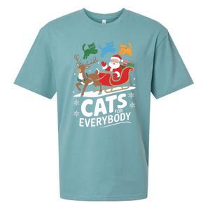 Cats For Everybody Christmas Cats Cat Holiday Xmas Cat Santa Cute Gift Sueded Cloud Jersey T-Shirt