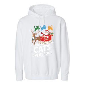 Cats For Everybody Christmas Cats Cat Holiday Xmas Cat Santa Cute Gift Garment-Dyed Fleece Hoodie