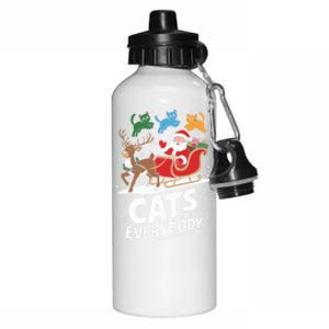 Cats For Everybody Christmas Cats Cat Holiday Xmas Cat Santa Cute Gift Aluminum Water Bottle