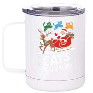 Cats For Everybody Christmas Cats Cat Holiday Xmas Cat Santa Cute Gift 12 oz Stainless Steel Tumbler Cup