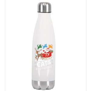 Cats For Everybody Christmas Cats Cat Holiday Xmas Cat Santa Cute Gift Stainless Steel Insulated Water Bottle