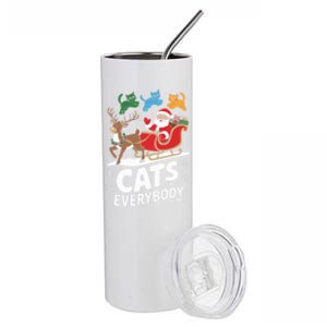 Cats For Everybody Christmas Cats Cat Holiday Xmas Cat Santa Cute Gift Stainless Steel Tumbler