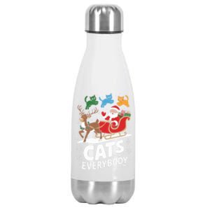 Cats For Everybody Christmas Cats Cat Holiday Xmas Cat Santa Cute Gift Stainless Steel Insulated Water Bottle