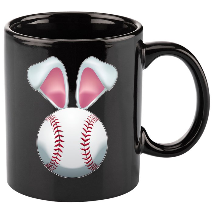 Cute Funny Easter Bunny Baseball 11oz C Handle Ceramic Mug