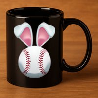 Cute Funny Easter Bunny Baseball 11oz C Handle Ceramic Mug