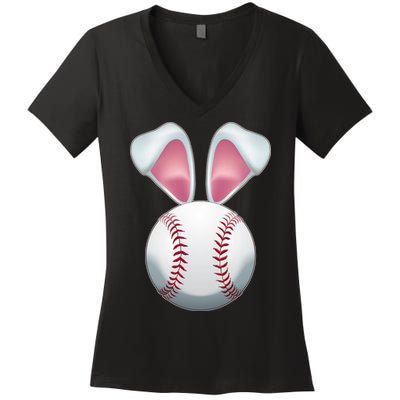 Cute Funny Easter Bunny Baseball Women's V-Neck T-Shirt