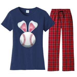 Cute Funny Easter Bunny Baseball Women's Flannel Pajama Set