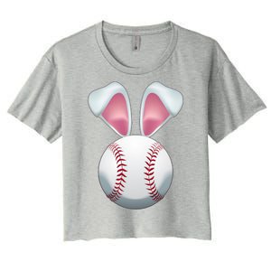 Cute Funny Easter Bunny Baseball Women's Crop Top Tee