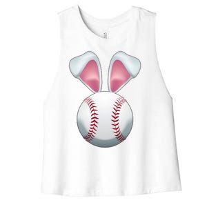 Cute Funny Easter Bunny Baseball Women's Racerback Cropped Tank