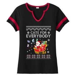 Cats For Everybody Christmas Ugly Cat Funny Xmas Meaningful Gift Ladies Halftime Notch Neck Tee