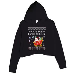 Cats For Everybody Christmas Ugly Cat Funny Xmas Meaningful Gift Crop Fleece Hoodie