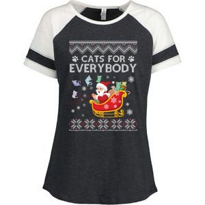 Cats For Everybody Christmas Ugly Cat Funny Xmas Meaningful Gift Enza Ladies Jersey Colorblock Tee