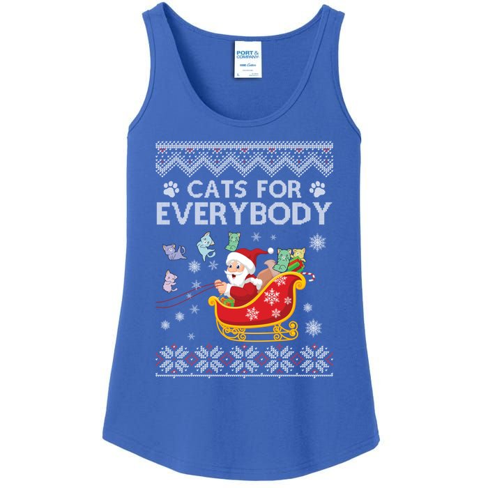 Cats For Everybody Christmas Ugly Cat Funny Xmas Meaningful Gift Ladies Essential Tank