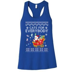 Cats For Everybody Christmas Ugly Cat Funny Xmas Meaningful Gift Women's Racerback Tank