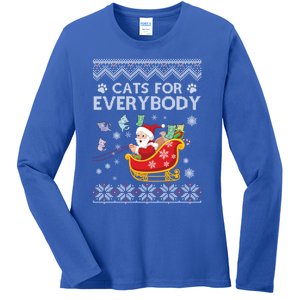 Cats For Everybody Christmas Ugly Cat Funny Xmas Meaningful Gift Ladies Long Sleeve Shirt