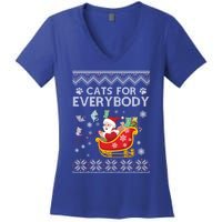 Cats For Everybody Christmas Ugly Cat Funny Xmas Meaningful Gift Women's V-Neck T-Shirt