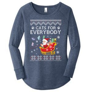 Cats For Everybody Christmas Ugly Cat Funny Xmas Meaningful Gift Women's Perfect Tri Tunic Long Sleeve Shirt